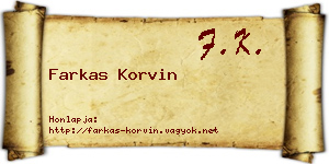 Farkas Korvin névjegykártya